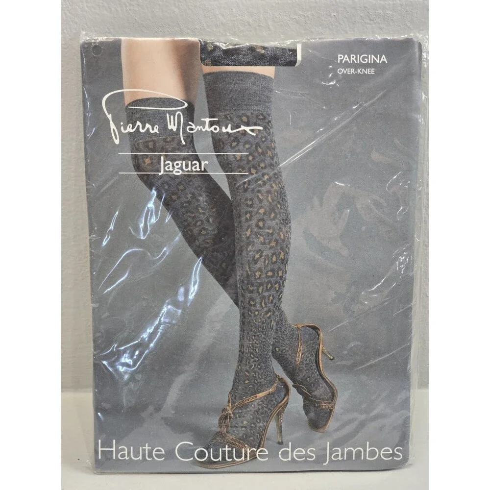 Pierre Mantoux Vintage Thigh High Jaguar Italy Neiman Marcus Over Knee Sock M/L